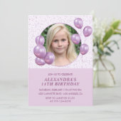 Invitations à 11e anniversaire Ballons Photo Purpl (Debout devant)