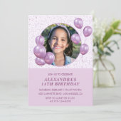 Invitations à 11e anniversaire Ballons Photo Purpl (Debout devant)