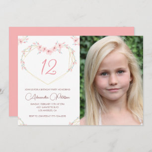 Invitations à 12e anniversaire Boho Floral Photo