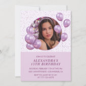 Invitations à 13e anniversaire Ballons Photo Purpl (Devant)