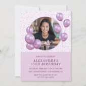Invitations à 13e anniversaire Ballons Photo Purpl (Devant)