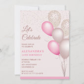 Invitations à 14e anniversaire Balloons Pink Confe (Devant)