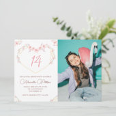 Invitations à 14e anniversaire Boho Floral Photo (Debout devant)