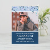 Invitations à 14e anniversaire Photo Navy Blue (Debout devant)