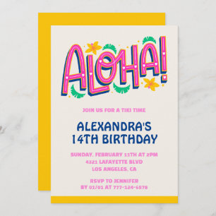 Invitations à 14e anniversaire Tropical Aloha Hawa