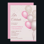 Invitations à 15e anniversaire Balloons Pink Confe<br><div class="desc">Invitations à 15e anniversaire Balloons Pink Confetti parties scintillant moderne scintillant chic glam</div>