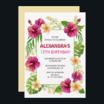 Invitations à 15e anniversaire Tropical Party Luau<br><div class="desc">Invitations à 15e anniversaire Fête tropicale Luau Pink hibiscus</div>