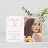 Invitations à 16e anniversaire Boho Floral Photo (Debout devant)
