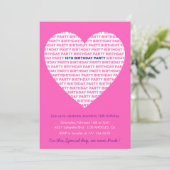 Invitations à 16e anniversaire Pink Heart Modern (Debout devant)