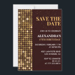 Invitations à 17e anniversaire Enregistrer la date<br><div class="desc">Invitations à 17e anniversaire Enregistrer la date parties scintillant d'or chic glam scintille</div>