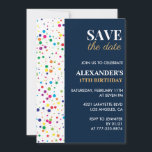 Invitations à 17e anniversaire Enregistrer la date<br><div class="desc">Invitations à 17e anniversaire Enregistrer la date Confetti moderne coloré</div>