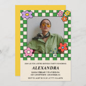 Invitations à 17e anniversaire Fleurs Super rétro (Devant / Derrière)