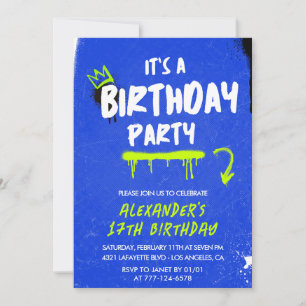 Invitations à 17e anniversaire Hommes Graffiti Spr