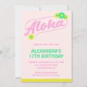 Invitations à 17e anniversaire Tropical Aloha Pink (Devant)