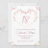 Invitations à 18e anniversaire Boho Floral Pink (Devant)