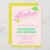 Invitations à 18e anniversaire Tropical Aloha Pink (Devant / Derrière)