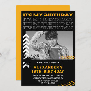 Invitations à 19e anniversaire Hommes Photo Spray 