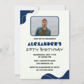 Invitations à 25e anniversaire Hommes Bleu Simple  (Devant)