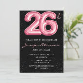 Invitations à 26e anniversaire Pink Balloon Glam B (Debout devant)