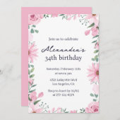 Invitations à 34e anniversaire de la Frame Florale (Devant / Derrière)