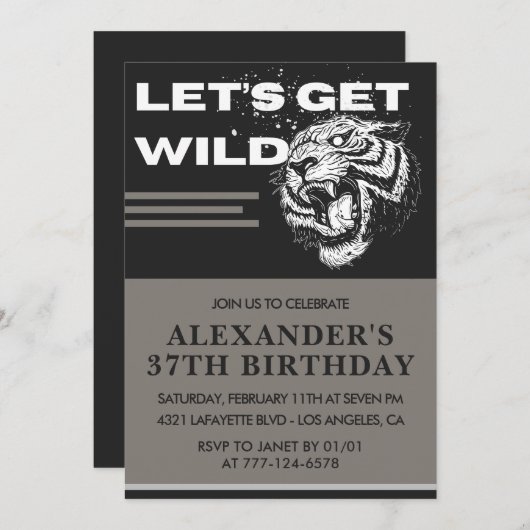 Invitations à 37e anniversaire Hommes Fête Faisons (Devant / Derrière)