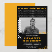 Invitations à 45e anniversaire Hommes Photo Spray (Devant / Derrière)