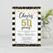 Invitations à 50e anniversaire, confettis noir et  (Debout devant)