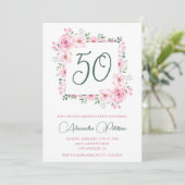 Invitations à 50e anniversaire Floral Elegant Pink (Debout devant)
