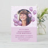 Invitations à 55e anniversaire Ballons Photo Purpl (Debout devant)