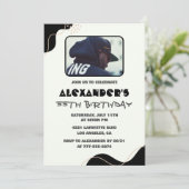 Invitations à 55e anniversaire Hommes Black Simple (Debout devant)