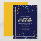 Invitations à 55e anniversaire Hommes Confetti Sim (Devant / Derrière)