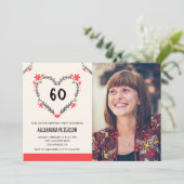 Invitations à 60e anniversaire pour son coeur flor (Debout devant)