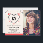 Invitations à 65e anniversaire pour son coeur flor<br><div class="desc">Invitations de 65e anniversaire pour son Floral Heart moderne</div>