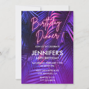 Invitations à 68e anniversaire Pink Neon Tropical