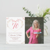 Invitations à 70e anniversaire Boho Floral Photo (Debout devant)