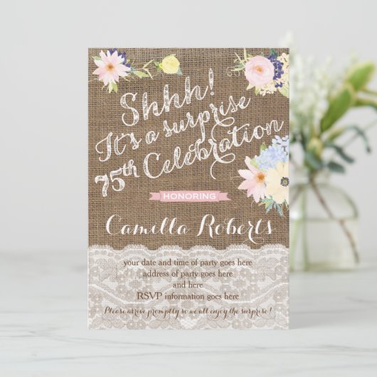 Invitations à 75e anniversaire, invitations de fêt (Debout devant)