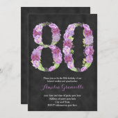 invitations à 80e anniversaire de femme, invitatio (Devant / Derrière)