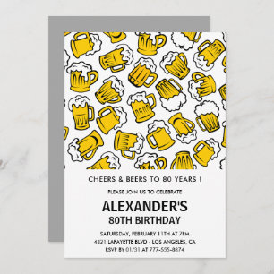 Invitations à 80e anniversaire Hommes Cheers et bi