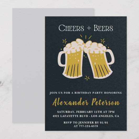 Invitations à 85e anniversaire Cheers Beers Rustic (Devant / Derrière)