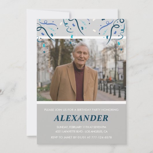 Invitations à 85e anniversaire Hommes Confetti Pho (Devant)