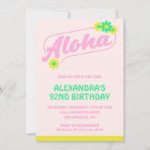 Invitations à 92e anniversaire Tropical Aloha Pink (Devant)