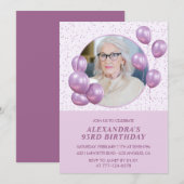 Invitations à 93e anniversaire Photo Purple Ballon (Devant / Derrière)