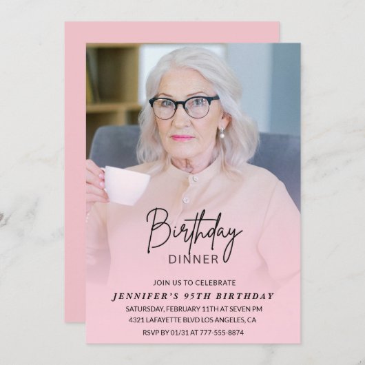 Invitations à 95e anniversaire Anniversaire Dîner (Devant / Derrière)