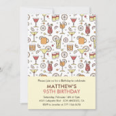 Invitations à 95e anniversaire Hommes Cocktail Mot (Devant)