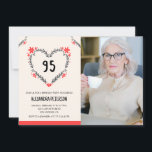 Invitations à 95e anniversaire pour son coeur flor<br><div class="desc">Invitations à 95e anniversaire pour ses Flowers Heart moderne</div>
