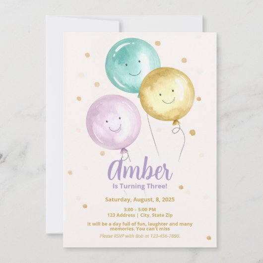 Invitations à ballets colorés modifiables (Devant)