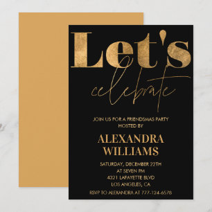Invitations à Black Gold Friendsmas Célébrons