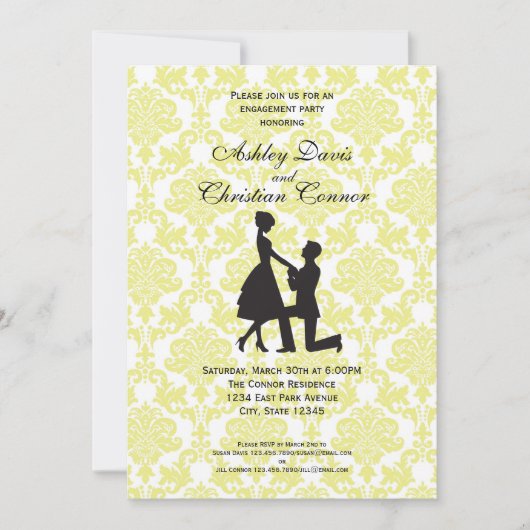 Invitations à Damas jaune citron (Devant)