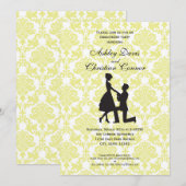 Invitations à Damas jaune citron (Devant / Derrière)