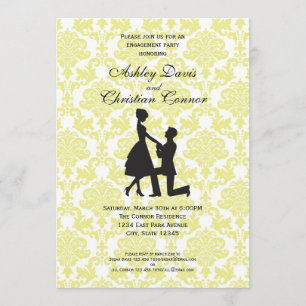Invitations à Damas jaune citron